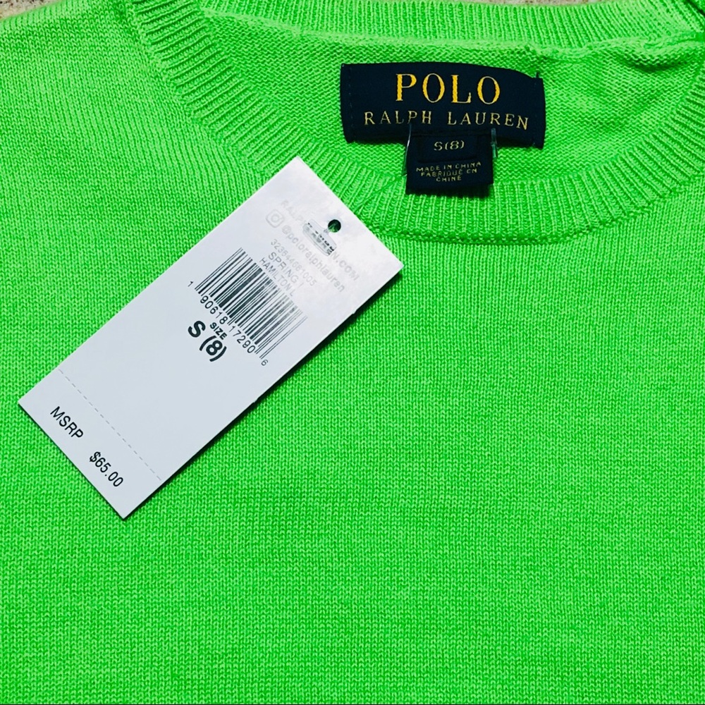 *SOLD* Polo Ralph Lauren Bright Green Small 8 NWT - Picture 3 of 8